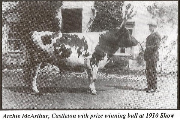 Archie McArthur, Castleton with prize winning Bull at the 1910 Show